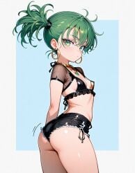 1girls ai_generated ass back_view clothed curly_hair green_eyes green_hair legs one-punch_man short_hair tatsumaki tied_hair