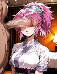ai_generated cock_hungry cock_worship dark-skinned_male hunter_x_hunter hypnosis imminent_oral imminent_rape imminent_sex machi_komacine mind_control penis_awe penis_on_face