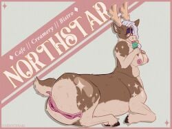 animal_genitalia animal_vulva antlers anus ass breasts deer dessert digital_media_(artwork) equine_genitalia equine_vulva female food fur genitals hair hi_res horn ice_cream looking_at_viewer mammal mammal_taur new_world_deer nude puffy_anus reindeer sitting solo stardustspears tail taur tongue tongue_out