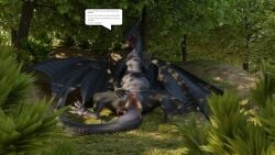 aldrnari_(raptie) anus balls belly big_belly bluedragon55 bodily_fluids body_in_pussy clitoris dominant dominant_female dominant_feral dragon duo female female_pred feral forest genital_fluids genitals green_eyes head_first hi_res human larger_female living_insertion lying male male/female male_prey mammal mythological_creature mythological_scalie mythology nightwing_(wof) open_mouth paws plant pussy scales scalie size_difference smaller_male speech_bubble stomach_bulge tail text tree unbirthing urethra vaginal_fluids vaginal_penetration vore wings wings_of_fire