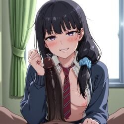 ai_generated forearm_cock gundou_misuzu horny_female misuzu_gundou penis_awe pleasure_face school_uniform seductive_eyes seductive_look seductive_smile tomo-chan_wa_onna_no_ko