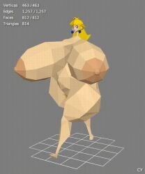 low poly peach from mario (series) by cyanu