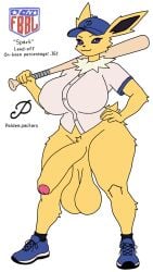 1futa anthro anthro_only ass balls baseball_bat baseball_cap baseball_uniform big_ass big_balls big_penis breasts character_sheet clothing curvy eeveelution erect_penis erection fat_penis foreskin furry furry_only futa_only futanari huge_balls huge_breasts huge_cock intersex jolteon noeropav oc original_character penis pokemon pokemon_(species) self_upload shoes solo solo_futa spark_(noeropav) standing testicles text thick thick_ass thick_thighs