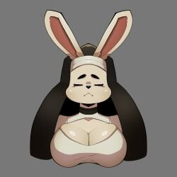 1girls 2d anthro big_breasts big_titties breasts bunny_ears bunny_girl curvaceous curvaceous_female curvaceous_figure digital_media female female_only furry furry_female furry_only mr_mapache nun nun_outfit original original_character solo yellow_fur