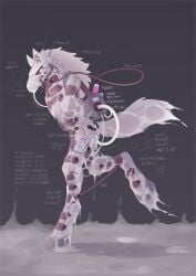 absurd_res anthro astat1ne biped bodily_fluids cum cum_covered equid equine fur genital_fluids hi_res horse leg_cuffs male mammal messy restraints running slim_anthro slim_male solo straitjacket tube_in_ass tube_in_mouth white_body white_fur