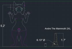 andre_the_mammoth anthro autocad_(copyright) bad_dragon beverage_can big_dildo chart chastity_cage chastity_device clothing colored_nails comparing digitigrade dildo ear_piercing femboy flat_chastity_cage flunter genitals height_chart legwear machine male nails pasties penis penis_size_difference piercing protogen sex_toy short solo thigh_highs