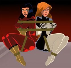2d drawing heroine_in_trouble jessica_drew julia_carpenter marvel spider-man_(series) spider-woman spider-woman_(jessica_drew) the_avengers:_earth's_mightiest_heroes tied_up webart20