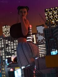 1girls 2boys 3d 3d_(artwork) asian asian_female ass big_ass big_breasts big_butt breasts capcom chinese chinese_female chun-li city clothed clothed_female clothed_male dark-skinned_male dark_skin female flare_pants giant_female giant_woman giantess huge_ass huge_boobs huge_breasts huge_butt light-skinned_female light-skinned_male light_skin mature mature_female meiirii milf night night_sky street_fighter street_fighter_6