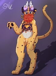 anthro belly_dancer_outfit capcom domestic_cat felid feline felis felyne female genitals lighthouseheat lynian mammal monster_hunter palico pussy solo
