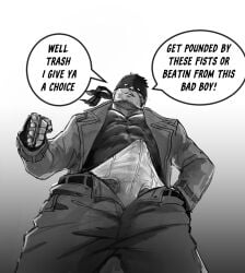 amsokyo bara big_bulge boku_no_hero_academia briefs bulge clothing daddy dilf english_text erection_under_clothes headkerchief iwao_oguro knuckleduster_(my_hero_academia) male male_only manly masked masked_male mature_male muscular_male my_hero_academia penis_outline text underwear vigilante:_my_hero_academia_illegals