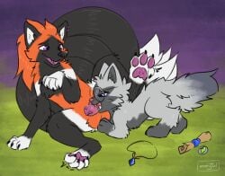 2024 animal_genitalia animal_penis ass_up balls bent_over canine_genitalia canine_penis digital_media_(artwork) duo erection eyewear feet fellatio female female_on_top female_penetrated feral feral_on_feral feral_penetrated feral_penetrating fur generation_1_pokemon generation_3_pokemon genitals glasses hi_res hindpaw knot looking_at_another looking_pleasured lying male male/female male_on_bottom male_penetrating male_penetrating_female moodytail multi_tail ninetales nintendo on_bottom on_side on_top open_mouth oral oral_penetration pawpads paws penetration penile penile_penetration penis pokemon pokemon_(species) poochyena raised_leg sex simple_background spread_legs spreading standing tail tongue vein veiny_penis