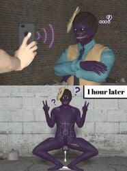...? 3d ? after_anal bear_mask before_and_after double_peace_sign five_nights_at_freddy's freddy_fazbear's_pizzeria_simulator gay hypnosis hypnosis_app hypnotized_eyes hypnotized_male michael_afton nipple_piercing nude purple_body purple_skin semen smartphone source_filmmaker yuuki_momofox