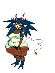 1girls big_ass big_breasts big_butt blue blue_hair breasts chubby chubby_female dark-skinned_female dark_skin female female_focus female_only freckles freckles_on_shoulders freckles_on_thighs horns pointy_ears puggerman940 spoon_(puggerman940) tail