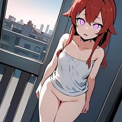 ai_generated eris_greyrat mushoku_tensei no_panties pink_eyes pussy red_hair