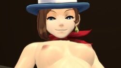 1futa 3d animated areolae athena_cykes balls breasts closeup clothed clothing duo female female_focus fully_clothed futa_on_female futanari gyakuten_saiban high-angle_view human intersex light-skinned_female light-skinned_futa light_skin magic necklace neinsfw nipples penis public_nudity rubbing_head standing tagme tease trucy_wright