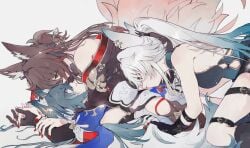 3girls feixiao_(honkai:_star_rail) femdom fugue_(honkai:_star_rail) fully_clothed highres honkai:_star_rail honkai_(series) licking mihoyo tingyun_(honkai:_star_rail) yukong_(honkai:_star_rail) yuri