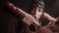 10_seconds 1girls 3d ambiguous_gender animated baldur's_gate_3 black_penis dungeons_and_dragons forgotten_realms handjob implied_futanari nahz3d shadowheart sucking_balls tagme video