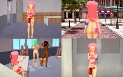 3girls 4_panel_comic ahoge alex_(cio425) alexandria_"alex"_thorne art_room artist ass athletic barefoot bent_forward big_butt bikini_tan bodypaint booty breasts brown_hair brown_skin casual_nudity cio425 closed_eyes comic covered_in_paint curly_hair dark_skin female female_only flower_necklace full_body green_hair hand_on_thigh hands_behind_head hands_on_hips hands_over_mouth heterochromia jane_(cio425) janelle_"jane"_dawson naked naked_female neck_length_hair necklace nicole_"niki"_hayes niki_(cio425) nipples nude nude_female nude_model nude_modeling nudist paint paint_on_ass paint_on_body paint_on_self paint_splatter painting_(action) pink_beret pink_eye pink_hair public public_nudity pussy retropunch school shocked_expression sideboob sitting smiling tagme tanline tanlines tanned_skin tomboy walking walking_away waving yellow_eye