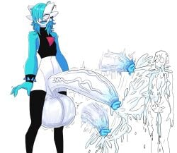 absurd_res allenhara ambiguous_gender balls big_balls big_penis biped bodily_fluids cum cum_everywhere duo embarrassed excessive_cum excessive_genital_fluids femboy gardevoir generation_3_pokemon genital_fluids genital_raphe genitals hi_res huge_balls huge_cock humanoid humanoid_genitalia humanoid_penis hyper hyper_balls hyper_genitalia hyper_penis male male/ambiguous male_humanoid messy nintendo penis piercing pokemon pokemon_(species) premature_ejaculation raphe_(anatomy) scrotal_raphe size_difference small_glans standing