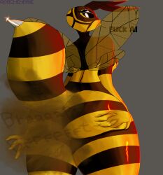 absurd_res anthro archenarie arthropod ass big_butt fart fart_fetish female gas gassy hi_res hornet hymenopteran insects nude solo vespid wasp