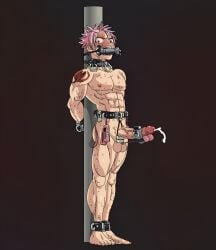 1boy ahe_gao big_penis blush chains collar cuffs degradation domination erection fairy_tail gay gay_domination gay_male male male_only malesub muscular muscular_male natsu_dragneel penis pierced_nipples pierced_penis piercing pink_hair ring_piercing roaringmoon shoulder_tattoo slave slave_collar solo solo_focus submissive submissive_human submissive_male tattoo_on_arm vibrating vibrator vibrator_on_penis yaoi