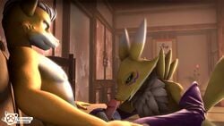 3d animated anthro anthro_only crossover digimon fox fox_mccloud furromantic no_humans no_sound oral penis renamon star_fox straight tagme video