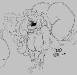 1boy 1boy1girl 1girls angry angry_expression ass_focus ass_up bending_forward bending_over bent bent_forward bent_over big_ass big_breasts big_butt breasts cleavage cleavage_focus doodle drooling duo english english_dialogue english_language english_text female female_focus floating ghastlybum ghost ghost_girl male monster monster_girl nightmare_waifu scared_bum sharp_teeth sketch soboki_(ghastlybum) sweating tagme text
