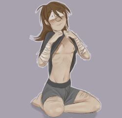 blush clothed cuntboy cuntboy_only doctor_online donkey_boy_(artist) embarrassed male male_only revealing revealing_breasts transgender transgender_male