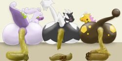 2019 absurd_res anus ass big_butt black_body blush bodily_fluids brown_body closed_eyes colored_feces dragon drain_scat equid equine feces feces_in_ass feces_pile female feral generation_2_pokemon generation_5_pokemon generation_6_pokemon genital_fluids genitals girafarig giraffid goodra group hi_res mammal mythological_creature mythological_scalie mythology nintendo pokemon pokemon_(species) pooping_on_floor pooping_together presenting puffy_anus purple_body pussy rear_view scalie scat simple_background sitting tail tongue trio unusual_feces yellow_feces zebstrika