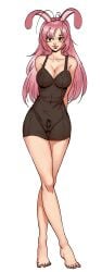 animal_ears arms_behind_back bare_legs bare_shoulders barefoot breasts bunny_(hentai_heroes) cg cleavage collarbone female female_pubic_hair full_body hentai_heroes kinkoid large_breasts lingerie long_hair looking_at_viewer loving_bunny_(hentai_heroes) naughty_face navel no_panties official_art parody pink_hair pubic_hair rabbit_ears red_eyes see-through simple_background smile solo standing thighs toes transparent_background underwear