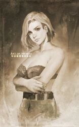 1girls alternate_version_available arms_crossed arms_crossed_under_breasts attack_on_titan bra breasts brown_hair brown_hair_female female female_only hitch_dreyse looking_at_viewer neight pants shingeki_no_kyojin short_hair solo solo_female