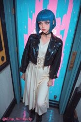 1girls ai_generated blue_eyes blue_hair choker dress emp_kimberly female jinx_(arcane) jinx_(league_of_legends) powder_(arcane)