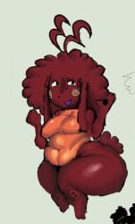1girls big_ass big_butt brown brown_body chubby chubby_female dark-skinned_female dark_skin featureless_breasts featureless_crotch female female_focus female_only large_ass melting naked naked_female nude nude_female oc original_character pawpads puggerman940 sitting solo solo_focus tagme waving
