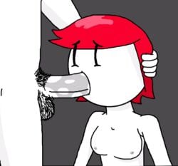 1boy 1girls animated anon balls blowjob breasts deepthroat ellie_rose faceless_male fellatio female fleeing_the_complex gif hairy_balls henry_stickmin_(game) huge_cock male nude oral penis pubic_hair red_hair stabbable stickman throat_fuck white_skin