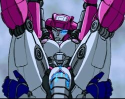 arms_up ass_grab blush breasts cum_in_pussy elita_one faceless_male female large_ass large_breasts large_penis laying_down legs_up male one_eye_closed optimus_prime orion_pax pussy robot straight transformers transformers_one vagina