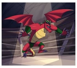 american_dragon:_jake_long dragon jake_long male_focus male_only mask no_visible_genitalia solo solo_focus solo_male speedo wings wrestling_outfit wrestling_ring yuunsfw