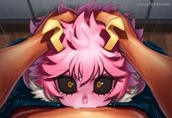 ashido_mina blowjob boku_no_hero_academia colored_skin crazyfishbones female pink_hair pink_skin pov solo_focus straight yellow_eyes