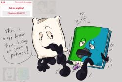 battle_for_bfdi battle_for_dream_island bfb bfdi bondage book_(bfdi) crowdoctor fluffy_cuffs jacknjellify muffled object_show object_show_community object_shows osc pillow_(bfdi) request taped_mouth the_power_of_two tied_arms tied_hands tpot vibrator vibrator_in_pussy voyeur voyeurism yuri