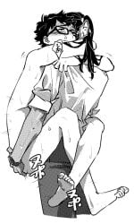 2boys anal arms_around_neck baisha barefoot blush brian_pasternack clothed_male_nude_male clothed_sex clothes_grab cropped_legs crying crying_with_eyes_open dark-skinned_male dark_skin from_behind glasses greyscale inay_doshi knees leg_lock lifting_person long_hair_male male male_only monochrome motion_lines multiple_boys nude pants ponytail raised_inner_eyebrows rectangular_eyewear rolling_eyes screentones sex shaded_face short_hair simple_background sleeves_rolled_up sound_effects sweat tears toe_scrunch translation_request upright_straddle very_sweaty watch white_background wristwatch yaoi yuppie_psycho