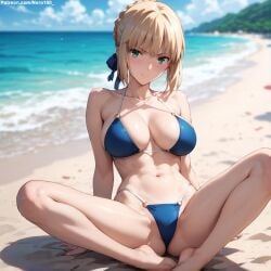 1girls 2d ai_generated artoria_pendragon athletic athletic_female beach big_ass big_breasts bikini bikini_bottom bikini_top blonde_hair breasts bun chest curvy curvy_figure cute cute_face detailed eyelashes eyeshadow fate/grand_order fate/stay_night fate/zero fate_(series) female female_only fit fit_female focus high_quality large_breasts legs light-skinned_female light_skin lips lipstic looking_at_viewer makeup mascara outdoors outside pale-skinned_female pale_skin perky_breasts posing saber seductive seductive_look sitting skinny skinny_girl stable_diffusion tagme thighs thin_female thin_waist
