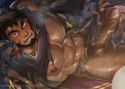 1boy another_eidos_of_dragon_vein_r bara barazoku beard big_pecs big_penis gay leaking_precum looking_at_viewer male murimurri670 muscular muscular_male nipples pecs penis precum pubic_hair sinbad_(anothereidos_r) solo yaoi