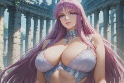 1girls accessory ai_generated athena_(saint_seiya) big_breasts bra breasts deity female female_deity female_focus female_only goddess long_hair purple_hair saint_seiya saori_kido shounen_jump shueisha solo_female solo_focus solo_male toei_animation weekly_shonen_jump weekly_shounen_jump