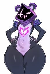 ai_generated fortnite goon purple_eyes purple_fur raven_team_leader thicc thick thick_thighs wide_hips