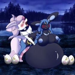 anthro ass big_breasts big_butt big_penis blush braixen breasts cumflation duo egg fan_character female female_penetrated genitals hi_res huge_belly huge_cock hyper hyper_genitalia hyper_penis inflation lopunny male male_penetrating male_penetrating_female nintendo penetration penis pokémon_(species) pokemon pokemon_(species) ready_to_pop smushpretzel straight tongue tongue_out video_games