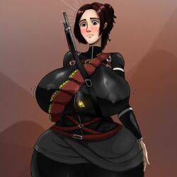 aot attack_on_titan big_breasts big_tit black_tights boobs breasts busty busty_female busty_teen curvy enormous_breasts female gigantic_breasts hourglass_figure huge_boobs huge_breasts huge_tits military sasha_braus shingeki_no_kyojin snk soldier teenage_girl teenager tight_clothing wide_hips