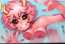 ashido_mina boku_no_hero_academia breasts colored_sclera colored_skin crazyfishbones female pink_hair pink_skin solo yellow_eyes