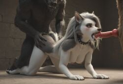 ai_generated anthro anthropomorphic beautiful big_breasts blowjob breasts canine_penis cum_in_mouth cum_in_pussy cum_inside cumming cumshot doggy_style double_penetration face_fucking female fur furry helluva_boss in_heat intercourse interspecies loona_(helluva_boss) oral_penetration oral_sex red_eyes seductive seductive_look seductive_smile sexy sexy_body sexy_pose tits_out vaginal_penetration werewolf werewolf_girl wet_pussy wolf wolf_girl wolf_humanoid