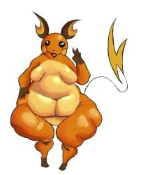 anthro bottom_heavy breasts fat fat_ass fat_butt featureless featureless_breasts featureless_crotch nude nude_female overweight overweight_female pokemon pokemon_(species) puggerman940 raichu tagme tail