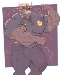 3_fingers absurd_res anthro ass balls barazoku big_balls big_biceps big_bulge big_butt big_muscles big_pecs big_penis black_nose blue_bottomwear blue_clothing blue_pants blue_shirt blue_topwear bodily_fluids bottomwear bovid bovine bulge cape_buffalo chief_bogo clothing disney eyewear fingers forearm_muscles fur genital_fluids genitals glasses grey_body grey_fur hi_res horn huge_balls huge_bulge huge_cock huge_muscles looking_away male mammal muscular muscular_anthro muscular_arms muscular_legs muscular_male musk musk_clouds pants pecs penis police police_officer police_uniform precum shirt solo sweat sweatdrop sweaty_armpit sweaty_arms sweaty_genitalia sweaty_legs sweaty_thighs thick_neck topwear uniform vaniwall vein veiny_muscles veiny_penis white_body white_fur zootopia