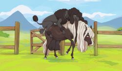 absurd_res ambiguous_penetration ankle_tuft ball_slap balls big_balls big_teats bite black_body black_fur bodily_fluids bouncing_breasts breasts brown_body brown_fur canid canine canis domestic_dog drooling duo equid equine female fence feral feral_on_feral feral_penetrated feral_penetrating feral_penetrating_feral floppy_ears from_behind_position fur genitals grey_body grey_fur hair heart_eyes heart_symbol hi_res hooves horse huge_teats interspecies larger_female larger_penetrated leg_tuft male male/female mammal mounting penetration perching_position poodle saggy_balls saliva scruff_bite sex shebeast size_difference slap small_dom_big_sub small_top_big_bottom smaller_male sweat tail tail_tuft teats tongue tongue_out tuft white_hair wood wood_fence